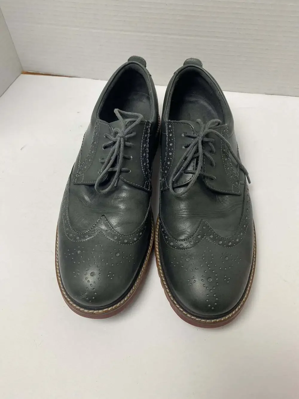 Rockport Lightweight Trutech Gray Topstitched Leather Wing Tips Lace Size 10